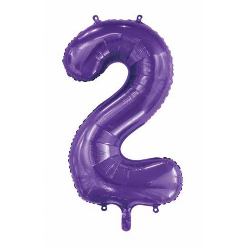 Number 2 Helium Foil Balloon - Assorted Colours