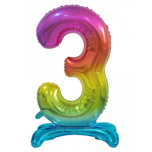 Number 3 Air-Filled Standing Balloon - Assorted Colours