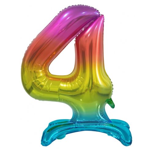 Number 4 Air-Filled Standing Balloon - Assorted Colours