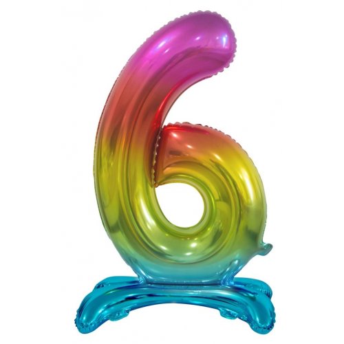 Number 6 Air-Filled Standing Balloon - Assorted Colours