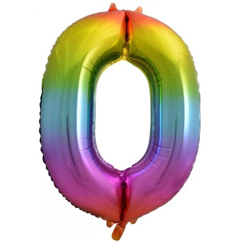 Number 0 Helium Foil Balloon - Assorted Colours