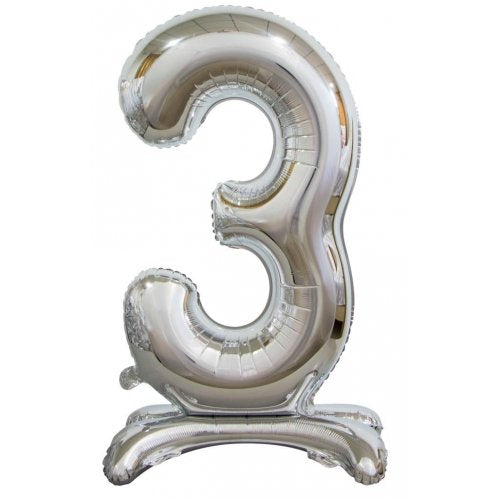 Number 3 Air-Filled Standing Balloon - Assorted Colours