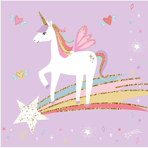 Unicorn On Star Lilac Lunch Napkins 20pk