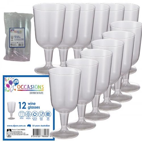 Clear Plastic Wine Glasses 12pk