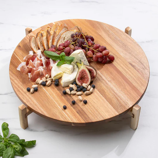 Tempa Elevated Wooden Lazy Susan Platter Board