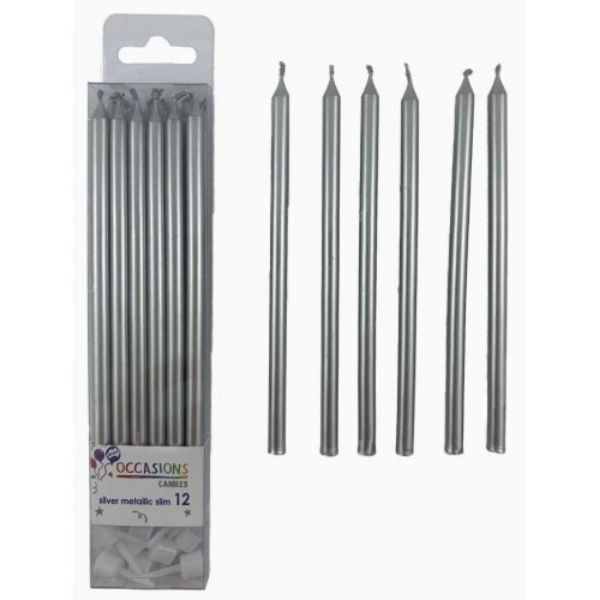 Picture of Silver Slim Candles 12pk