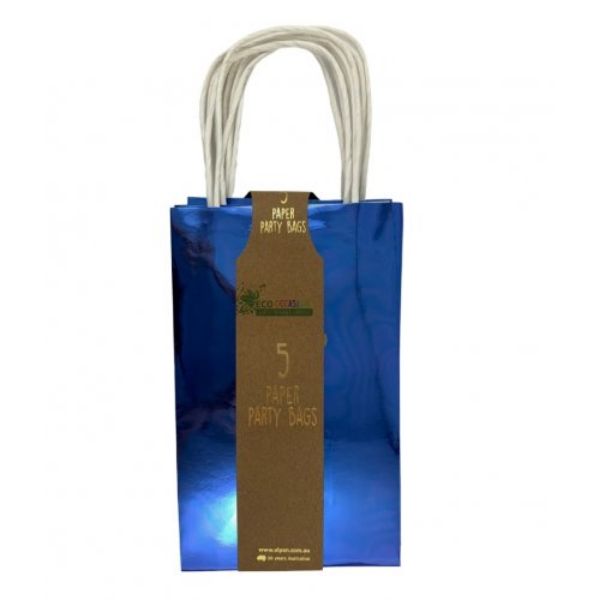 Picture of Metallic Blue Paper Party Bags 5pk