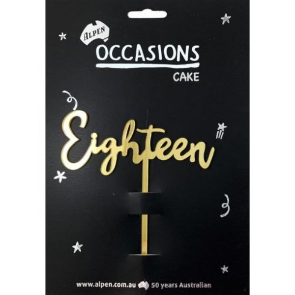 Picture of Eighteen Cake Topper Gold